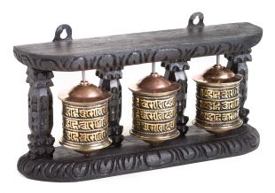 Wall mount 3 prayer wheel