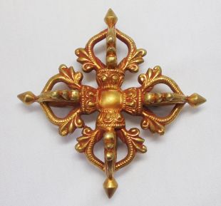 Gilt Double Dorje 5leaf Pendant