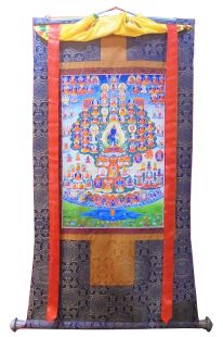 Assorted 100 Deity thanka with brocade