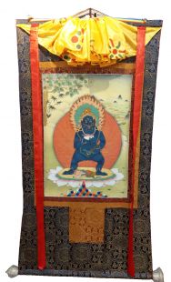 Assorted Black Zambala thanka with brocade