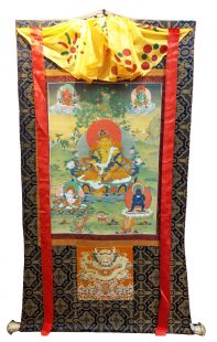 Assorted Five Zambala thanka with brocade