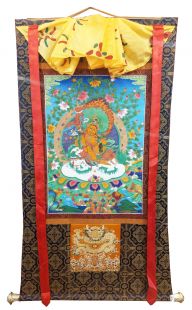 Assorted Lion Zambala thanka with brocade