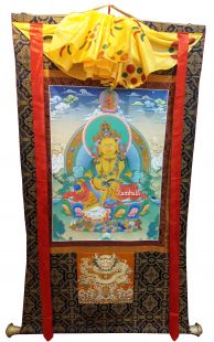 Assorted Yellow Zambala thanka with brocade